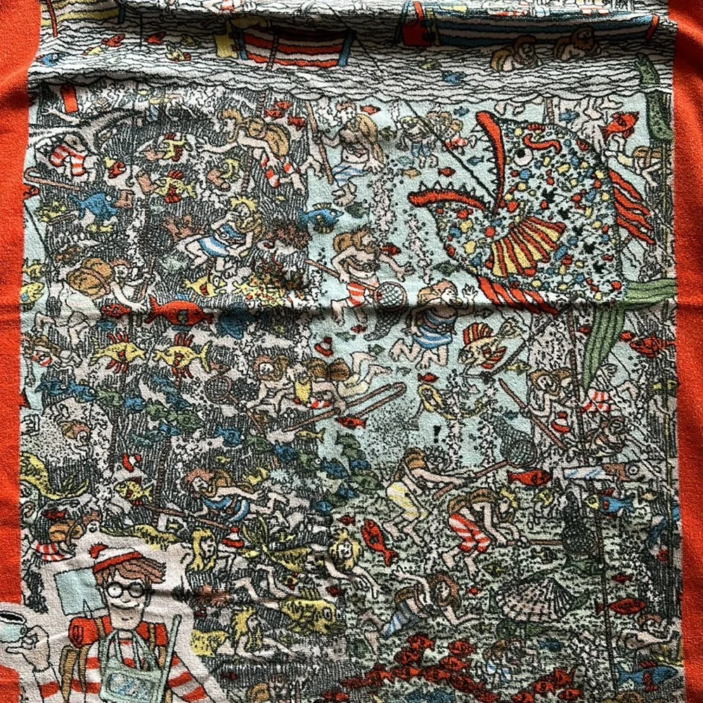 🏖️ Vintage 1991 Where’s Waldo Beach Towel | Retro Character Collectible